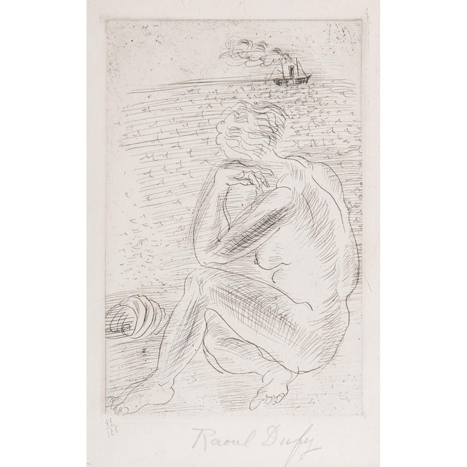 BAIGNEUSE AU COQUILLAGE DEVANT LA MER by Raoul Dufy