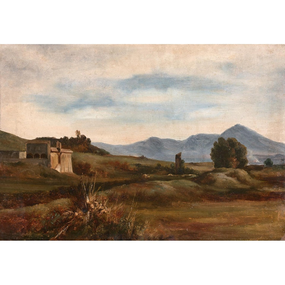 VUE DE LA CAMPAGNE ROMAINE; View of the Roman countryside by French School