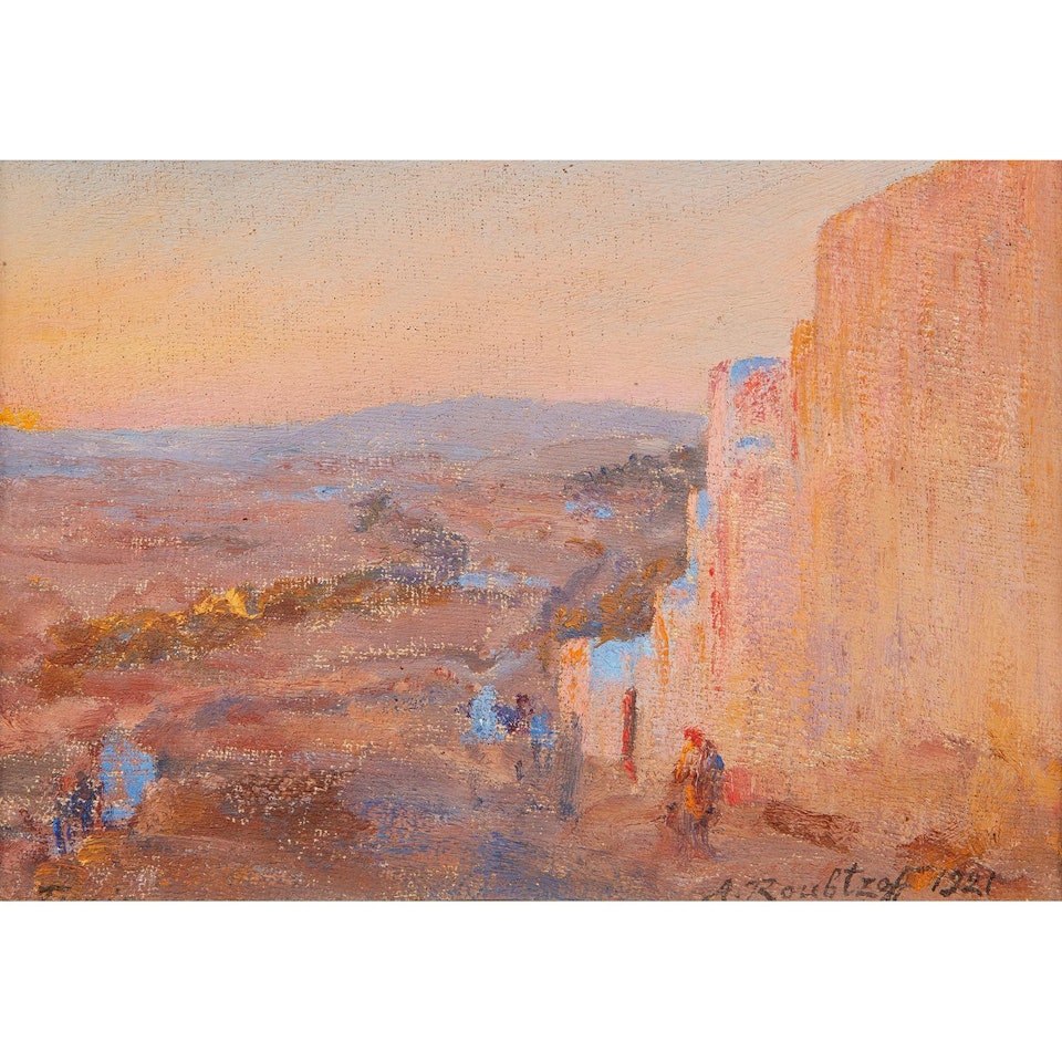 COUCHER DE SOLEIL SUR LES HAUTEURS DE TUNIS SUNSET IN TUNIS by Alexandre Roubtzoff