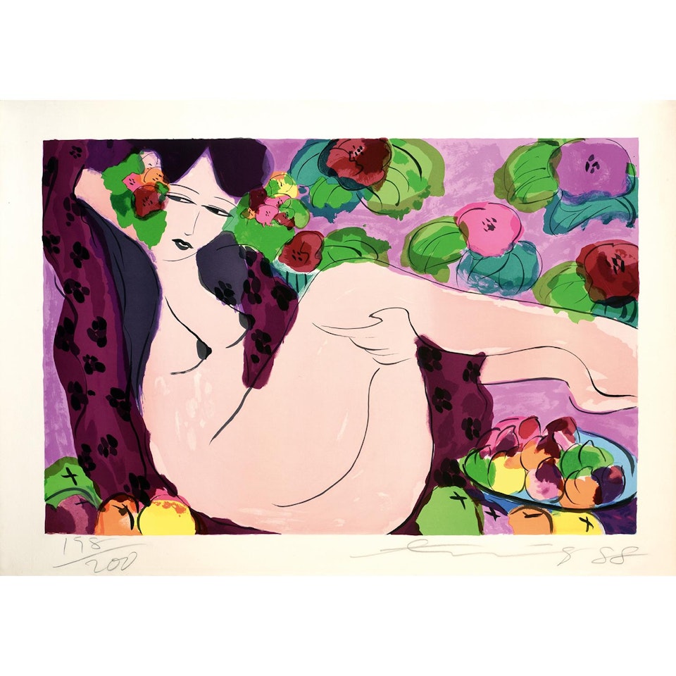 NU À LA COUPE DE FRUITS by Walasse Ting