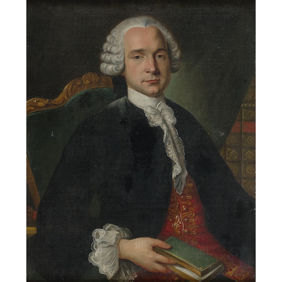 Portrait d"homme au livre; Portrait of a man with a book by French School