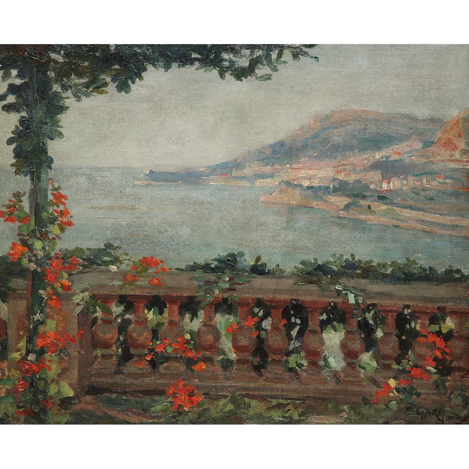 Balcon fleuri sur la mer by Guglielmo Ciardi