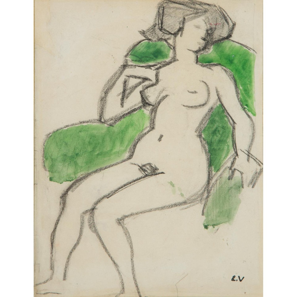 Nu assis au fauteuil vert by Louis Valtat