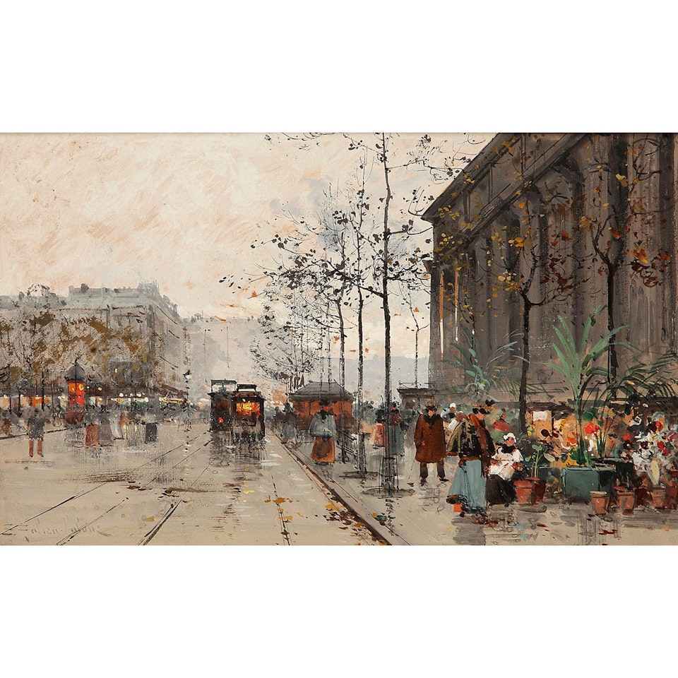 Vue du marché aux fleurs place de la Madeleine by Eugene Galien-Laloue
