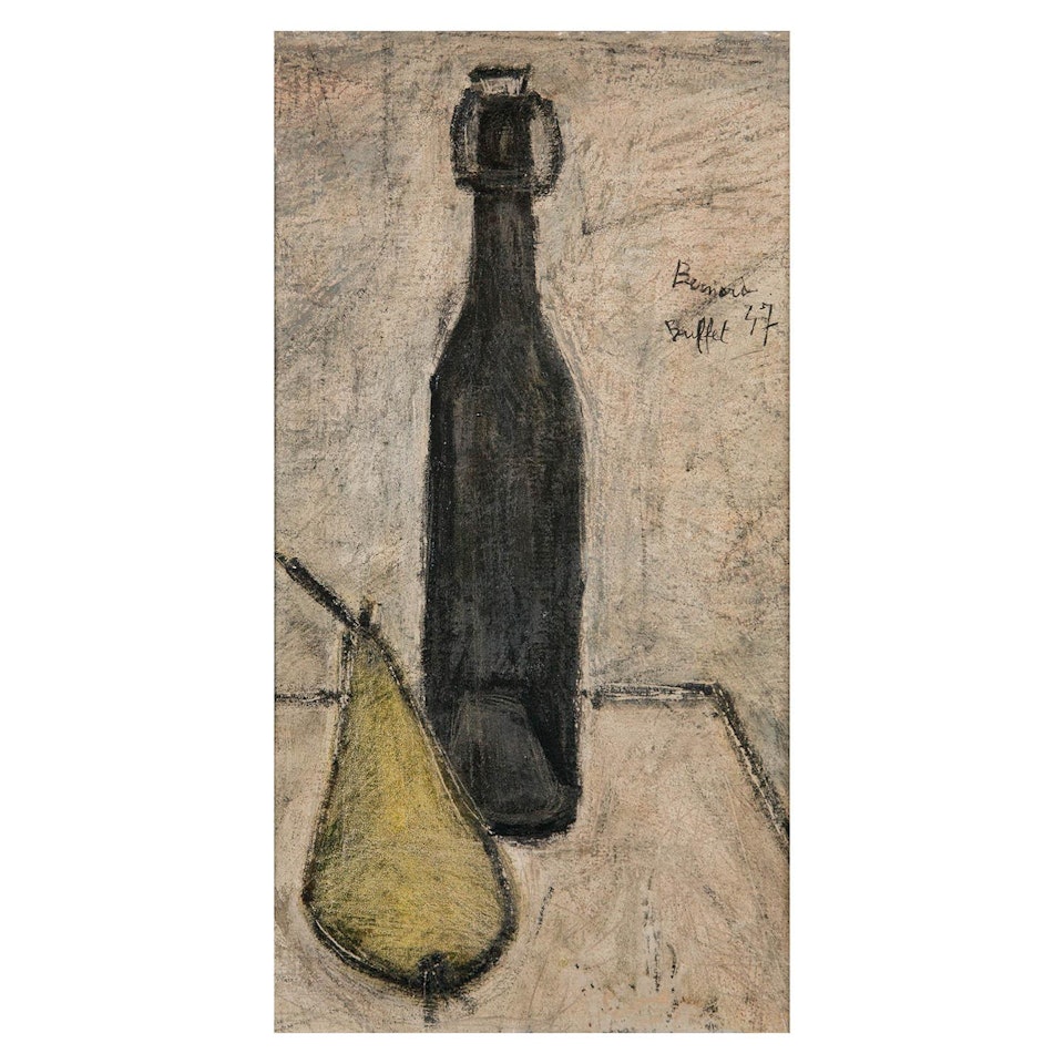 Nature morte à la poire et bouteille by Bernard Buffet