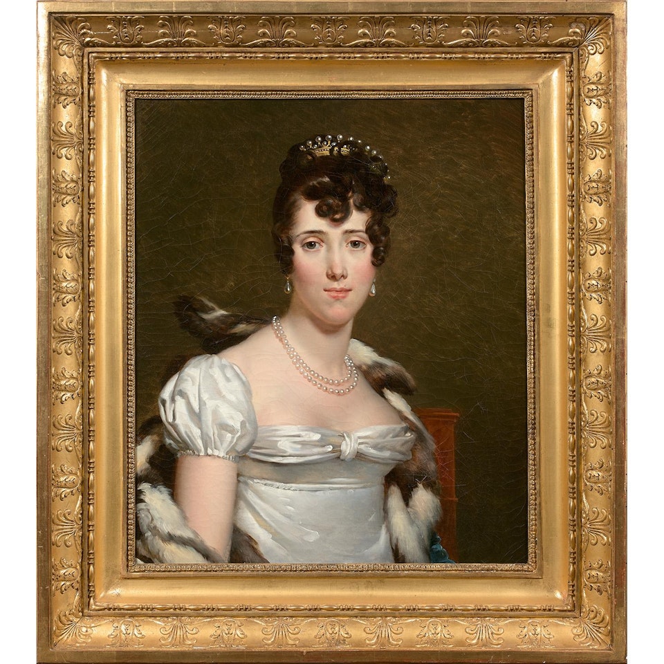 Portrait de dame en buste; Half-length portrait of a lady by French School