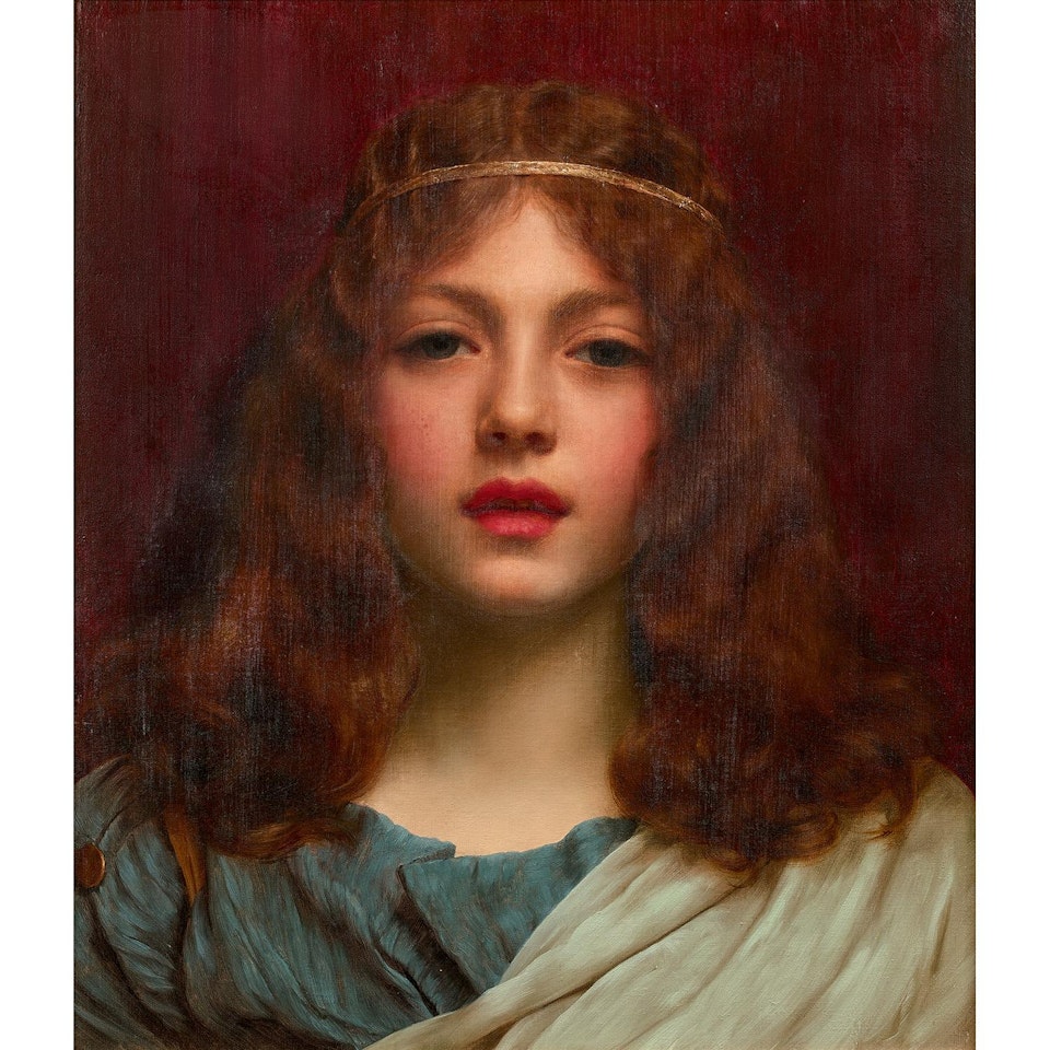 Jeune fille à l"antique; Antique style young lady by JOHN WILLIAM GODWARD, R.B.A.