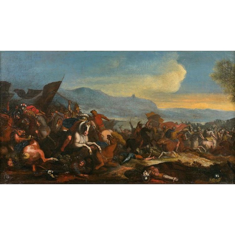Choc de cavalerie; Cavalry shock by Italian School