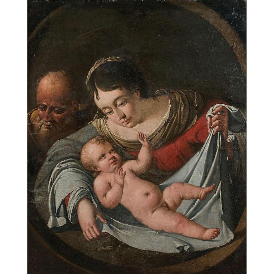 Holy family in a bull's eye by French School