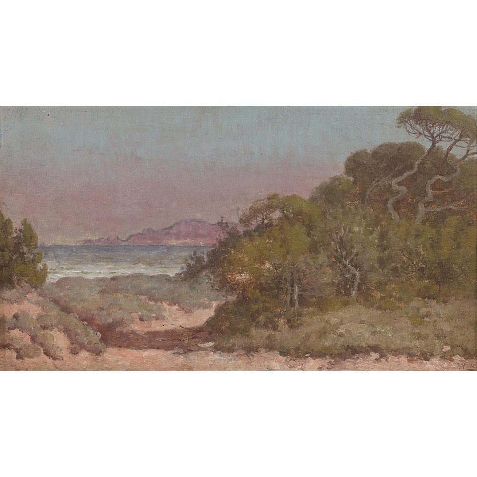 Paysage de la Côte d"Azur (Porquerolles); Landscape of the French Riviera (Porquerolles) by William-Adolphe Bouguereau