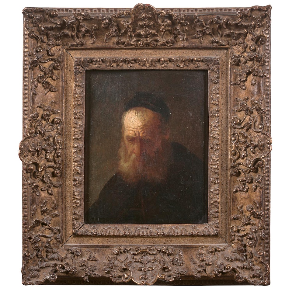 Head of an old man with a hat by Dutch School