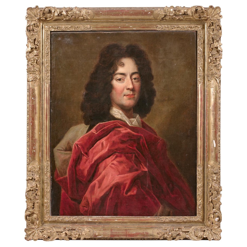Portrait of a man in a red drape by French School