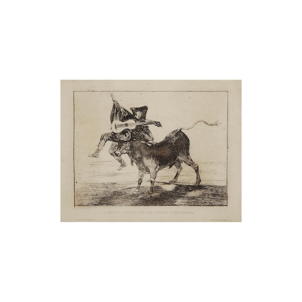 AVEUGLE ENLEVÉ SUR LES CORNES D"UN TAUREAU by Francisco José de Goya