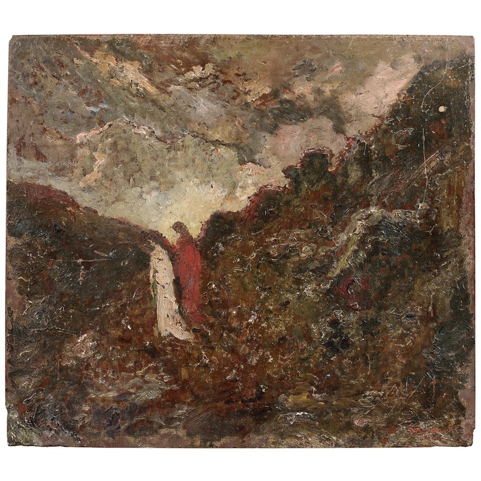 Paysage aux figures; Landscape with figures by Adolphe Monticelli