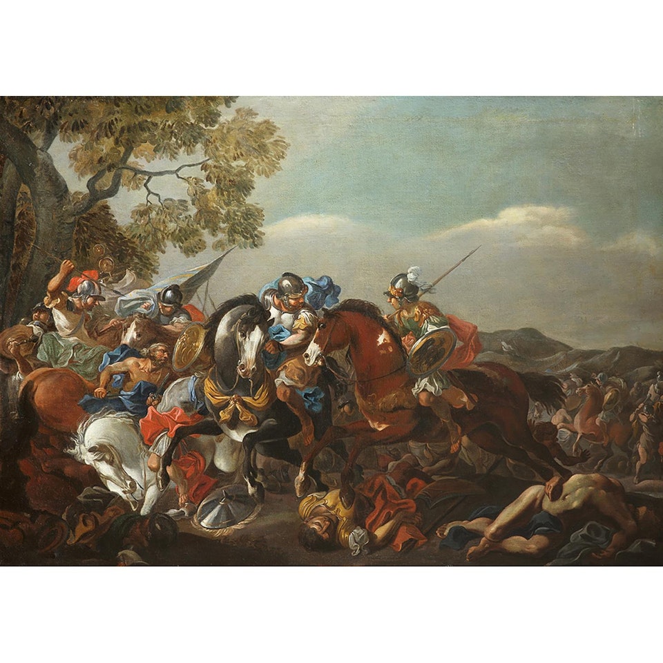 Battle scene by German School