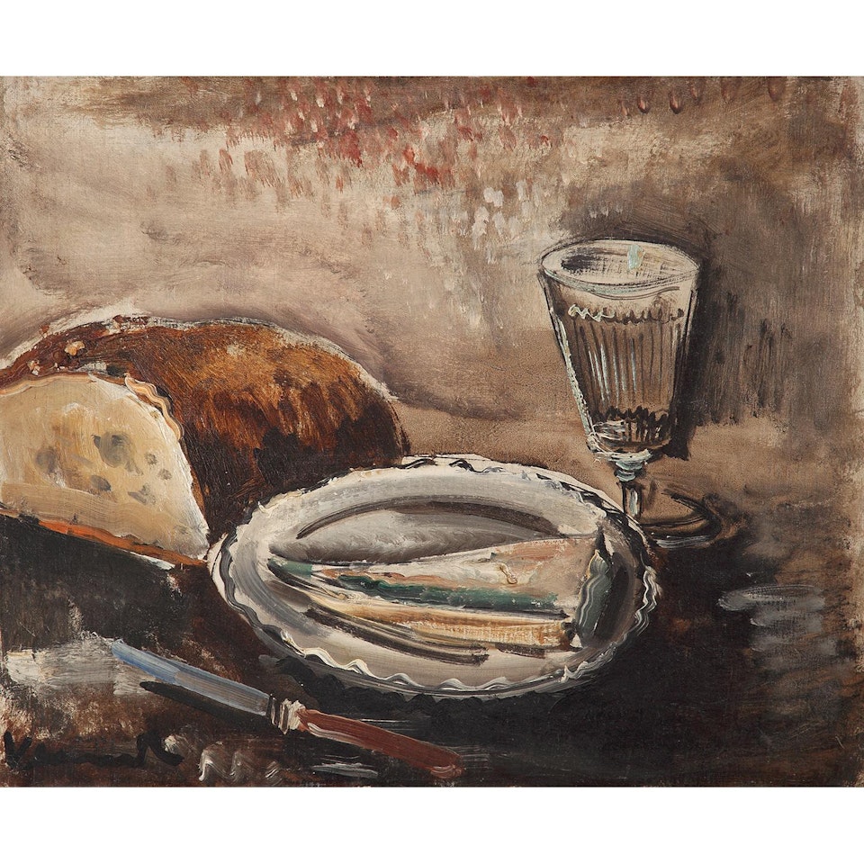 NATURE MORTE AU PAIN ET VERRE by Maurice de Vlaminck