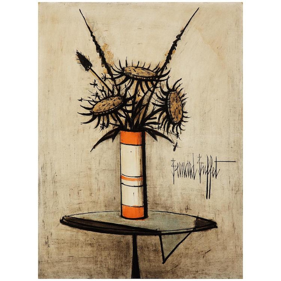 BOUQUET DE TOURNESOLS SUR UN GUÉRIDON by Bernard Buffet