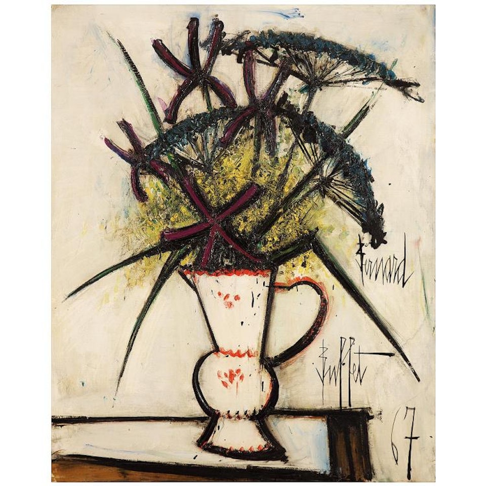 FLEURS DES CHAMPS SUR FOND BLANC by Bernard Buffet