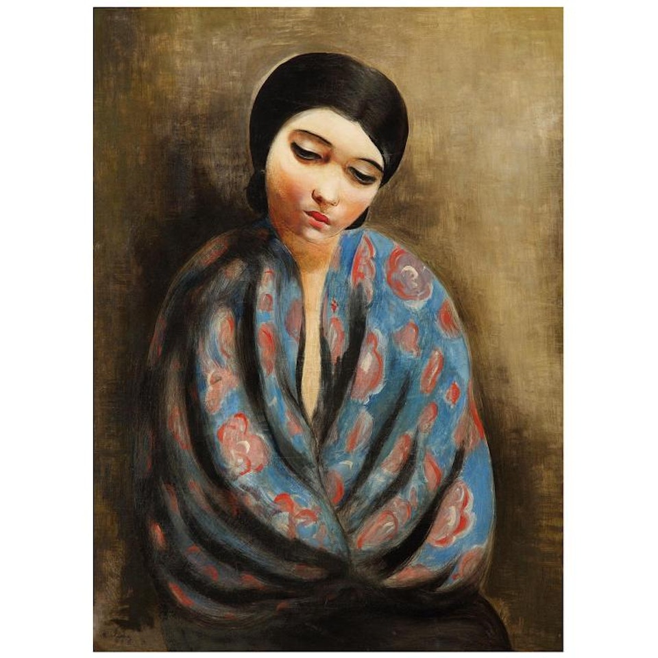 JEUNE FILLE AU CHÂLE BLEU by Moïse Kisling