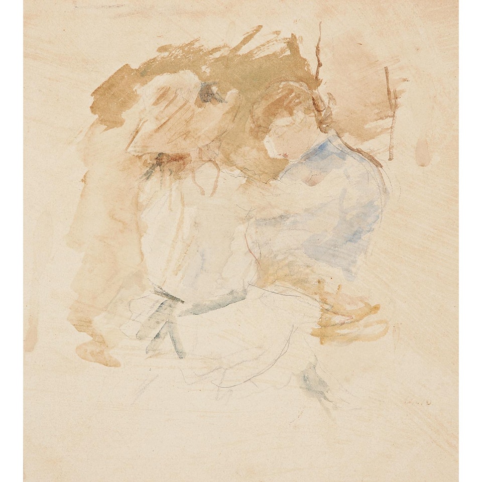La couture au jardin by Berthe Morisot