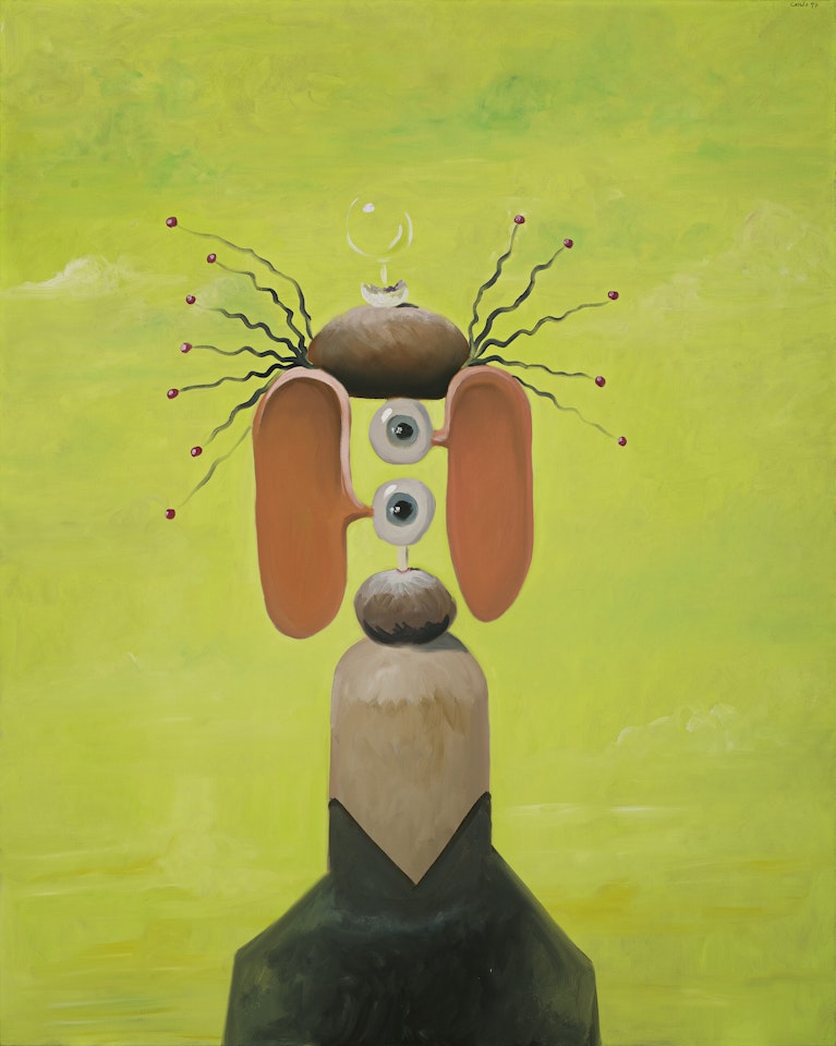 Facial Composition on Green Sky by George Condo