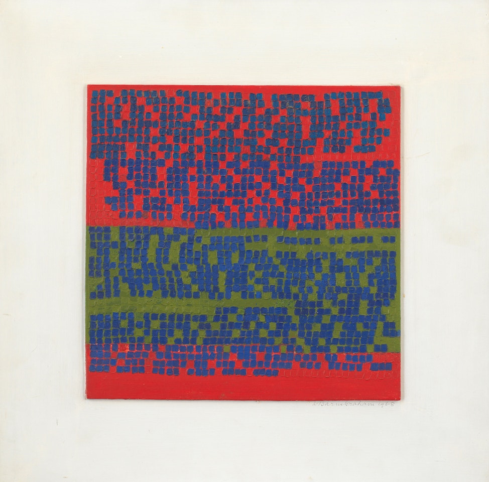 L.P. IV (Blue on Red + Green) by Wilhelmina Barns-Graham