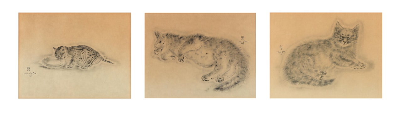Three Plates, from Book of Cats by Leonard Tsuguharu Foujita