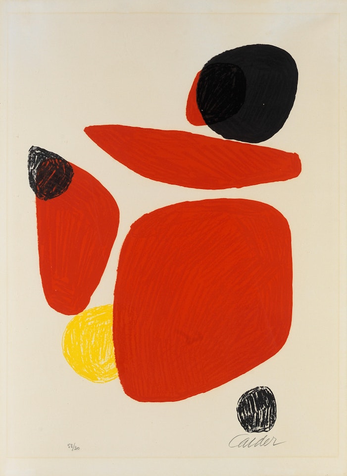 Quatre Rouges, Trois Noirs, et une Jaune by Alexander Calder