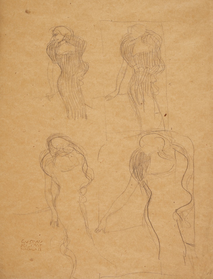 Vier Studien mit verschiedenen Haltungen des rechten Armes (Studien für das Bildnis Rose von Rosthorn-Friedmann) (Four studies with different postures of the right arm (Studies for the portrait Rose von Rosthorn-Friedmann)) by Gustav Klimt