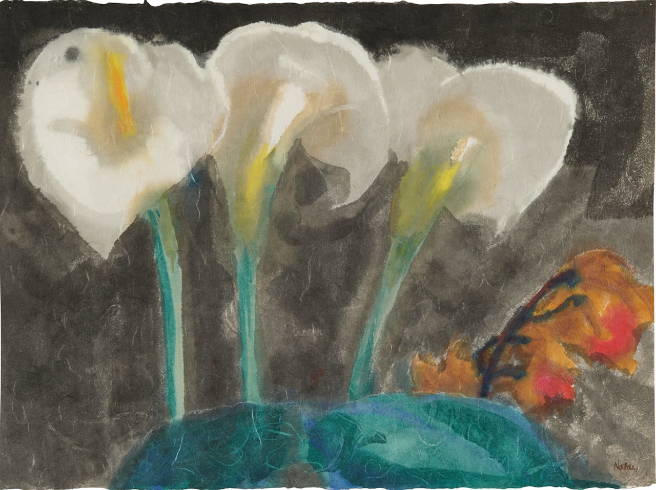 Drei weiße Blüten (Calla) (Three white flowers (Calla)) by Emil Nolde