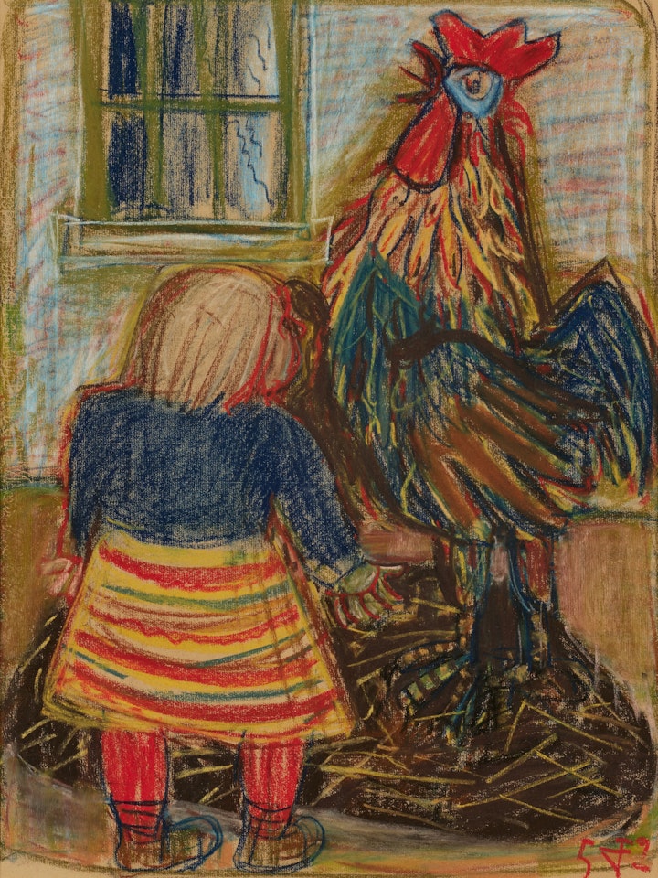 Bettina mit Hahn (Bettina with rooster) by Otto Dix