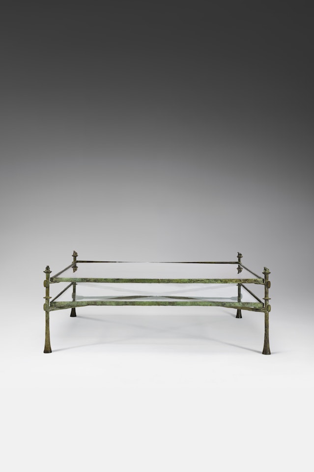 Grande table basse à deux plateaux aux grenouilles by Diego Giacometti