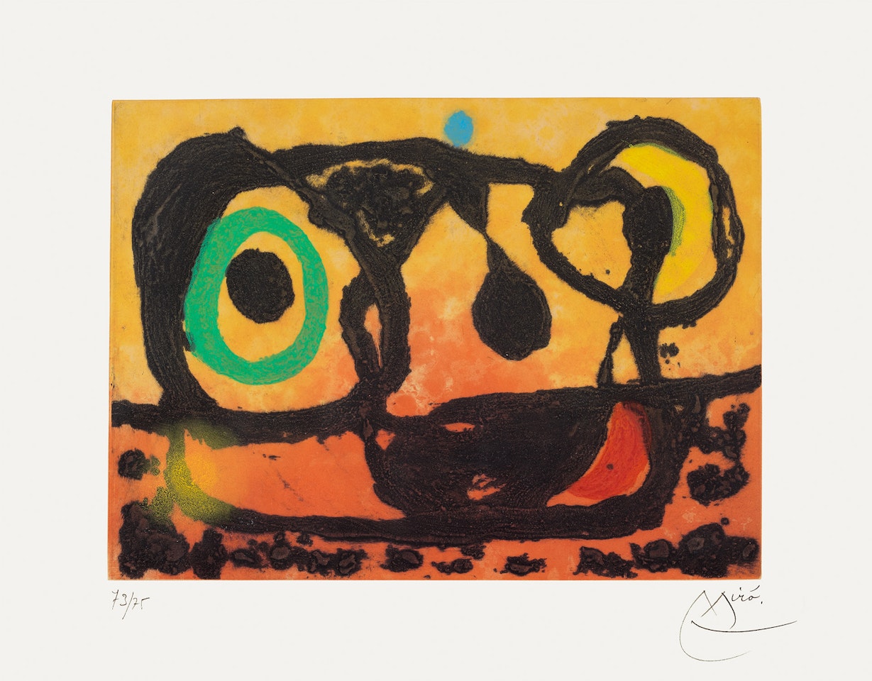 Tête au soleil couchant (Head to the Setting Sun) (D. 437) by Joan Miró