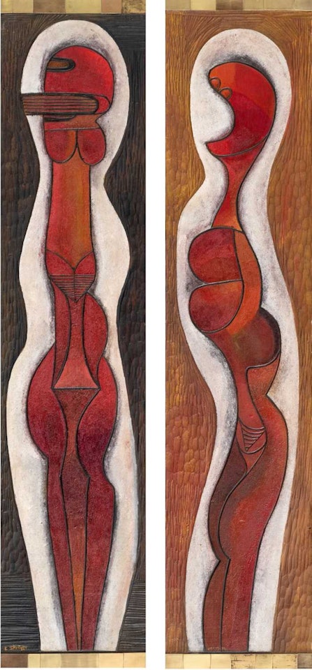 Totems, diptych by Cecil Skotnes