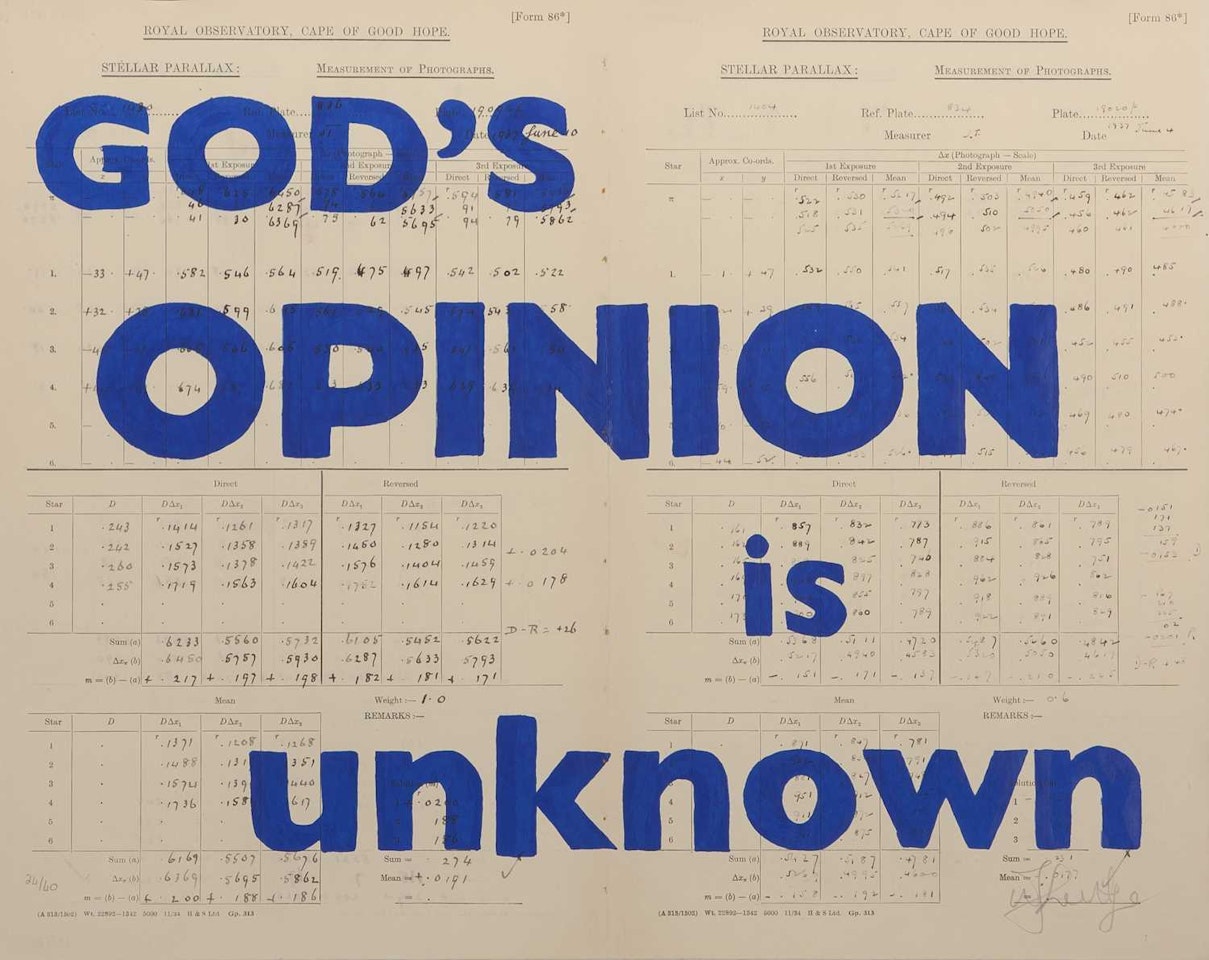 Blue Rubrics (God's Opinion is Unknown) by William Kentridge
