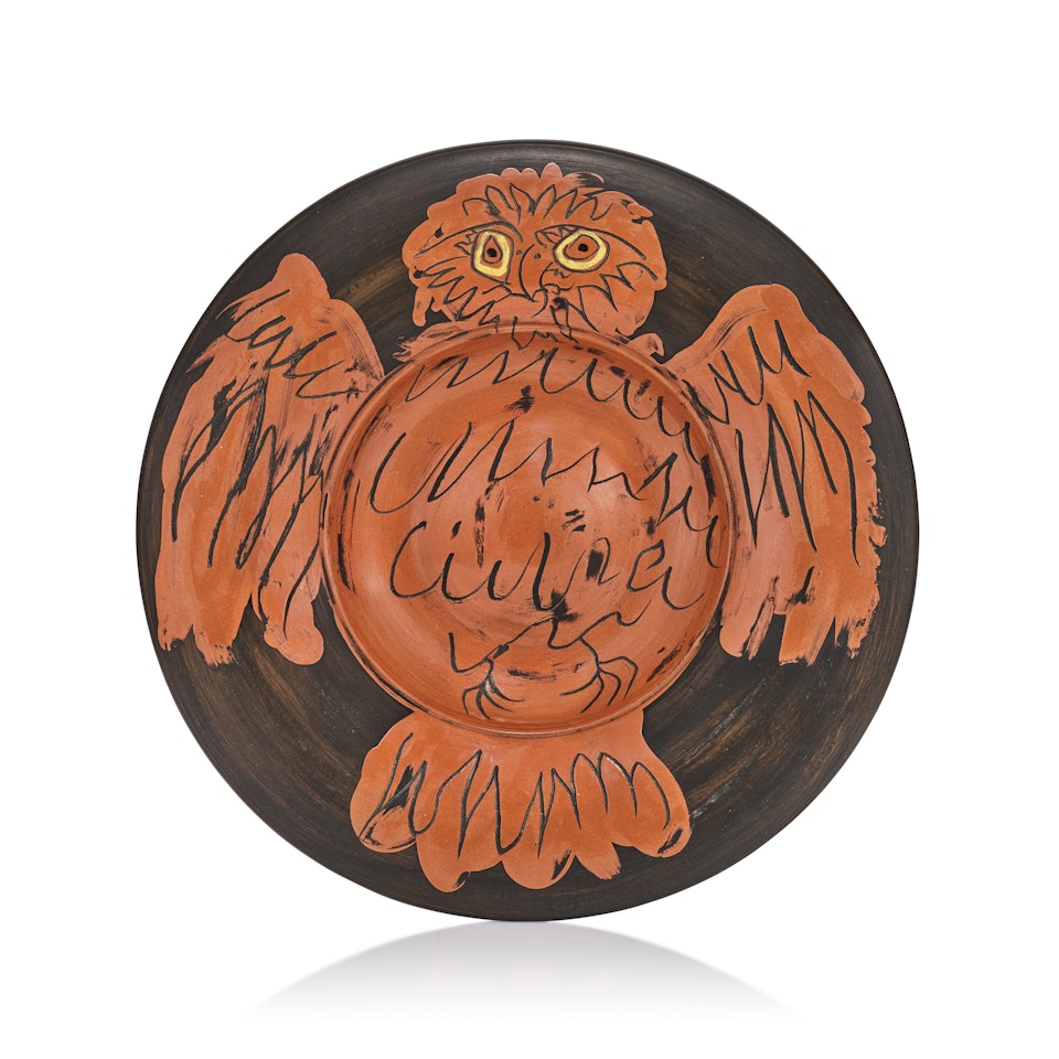 Hibou rouge sur fond noir (A.R. 399) by Pablo Picasso