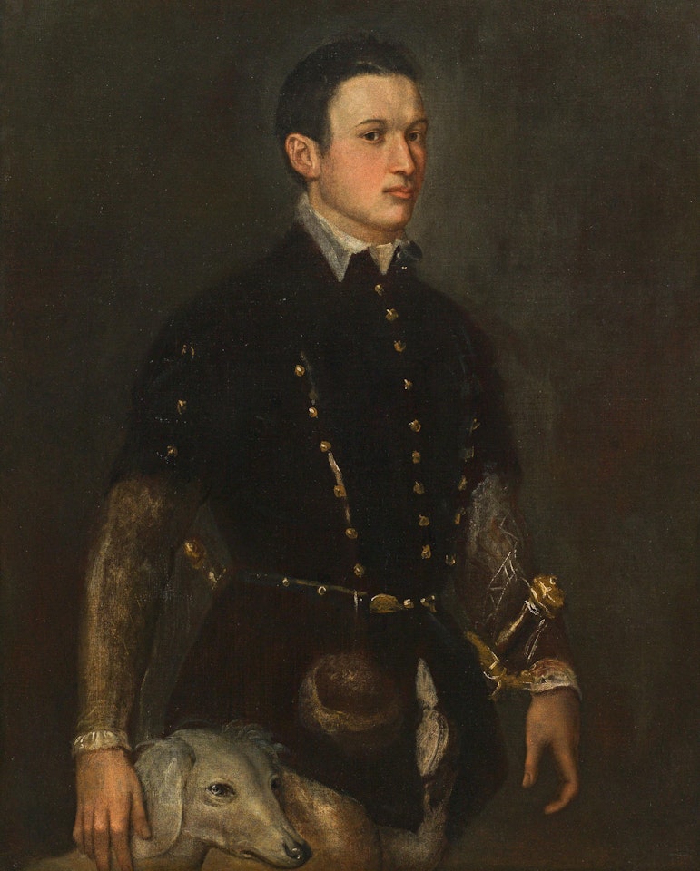 Young nobleman with his dog by Venetian School