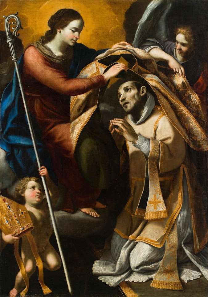 St. Ildefonso receiving the chasuble by Spanish School