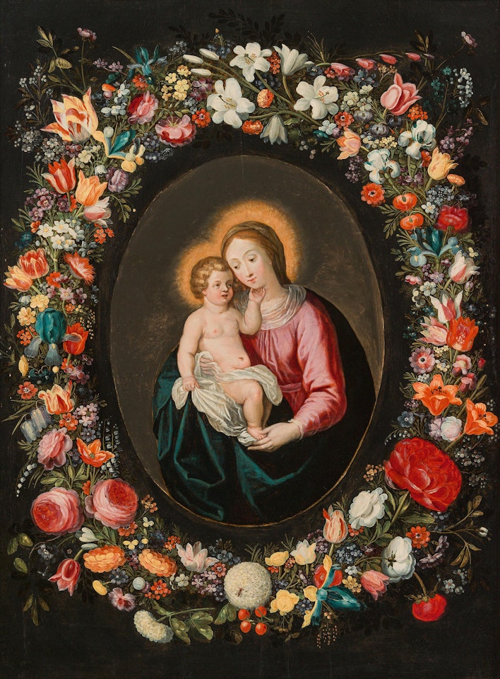 Madonna with the Infant Jesus in a wreath of flowers by Jan Brueghel the Younger