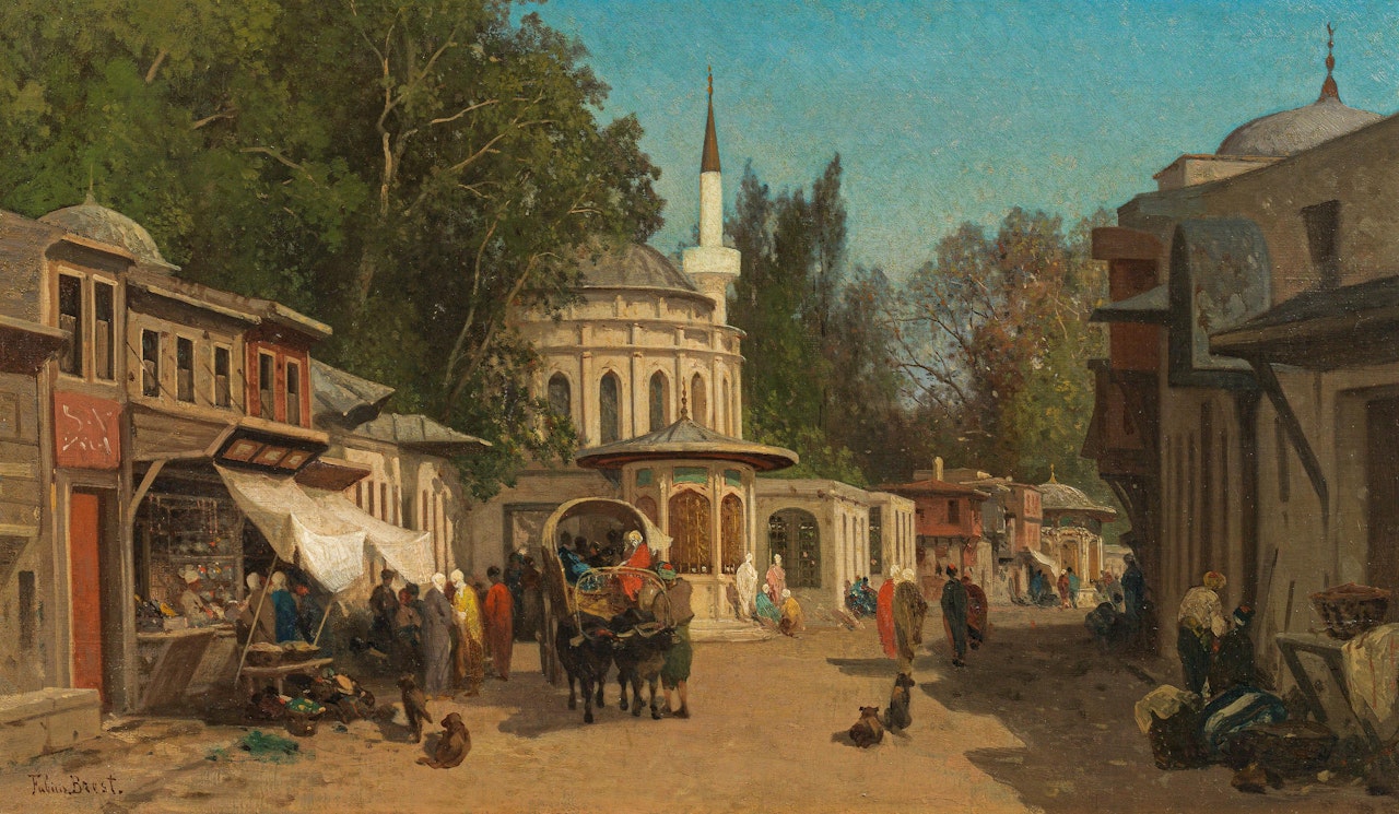 Street scene in Cairo by Germain-Fabius Brest