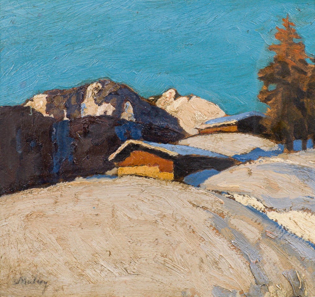 "Almhütten im Schnee" by Oskar Mulley
