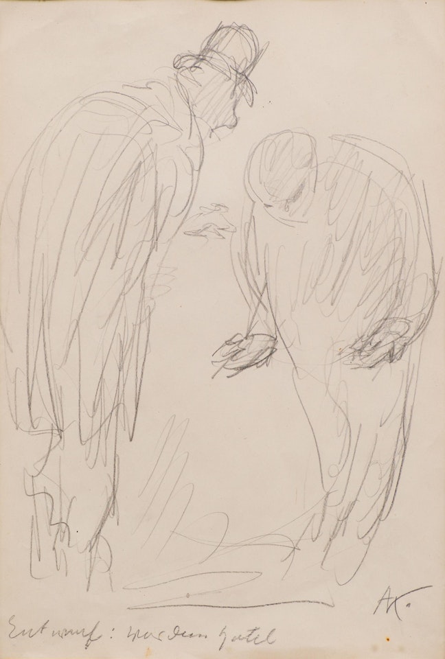 Study sheet ("Entwurf: vor dem Hotel") by Alfred Kubin