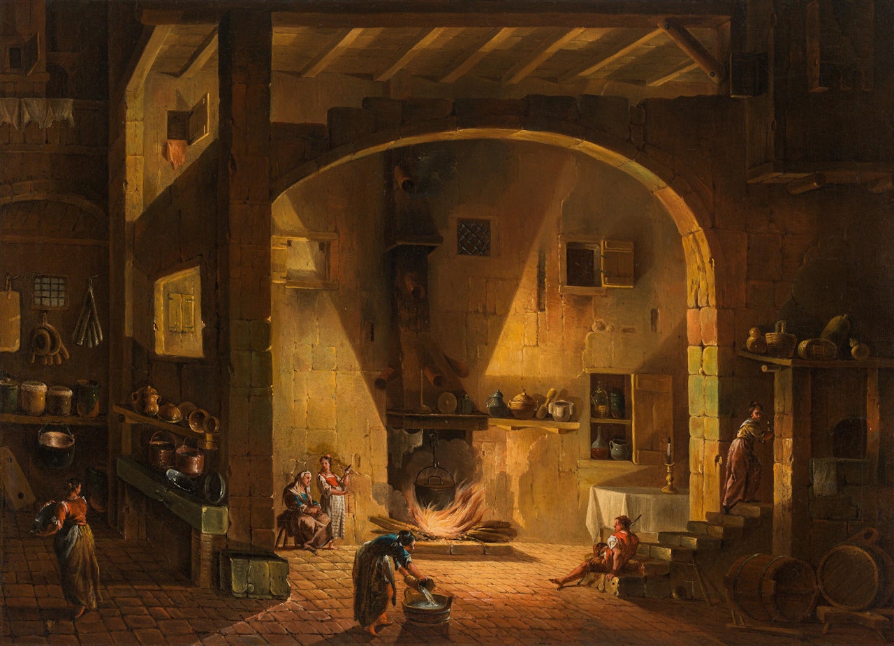 Kitchen interior by Venetian School