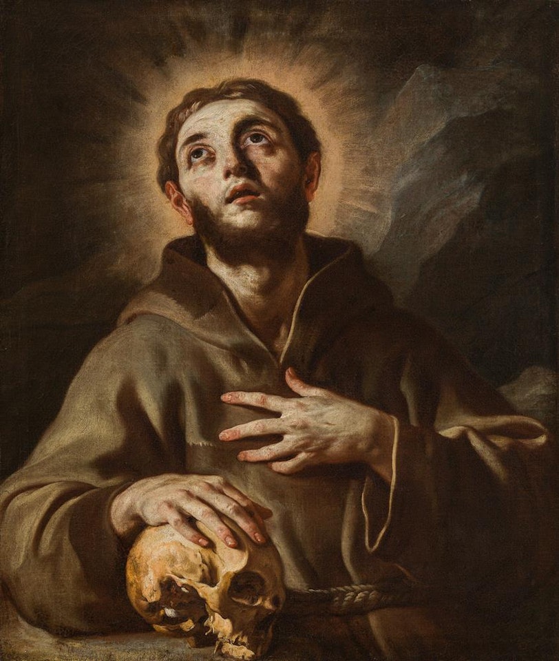 Saint Francis meditating by Francesco Solimena