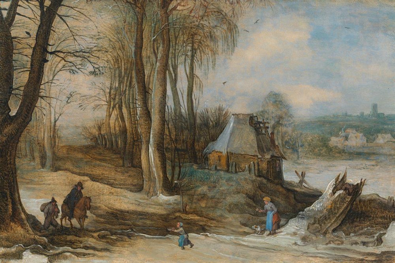 Winter landscape with a horseman returning home by Joos de Momper the Younger