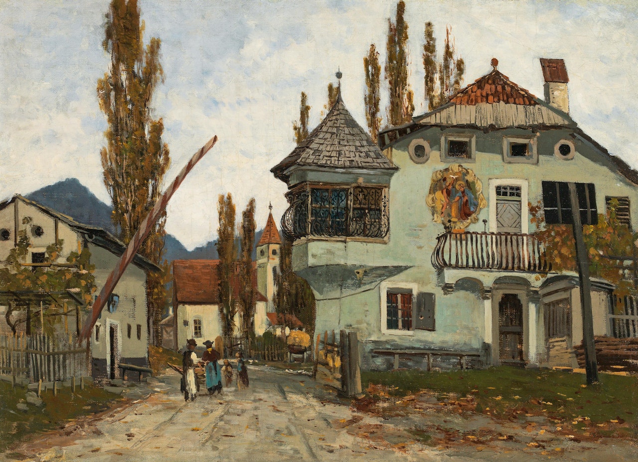 At the customs barrier - The old Graßmayr-house (Athesia-house) in Brixen-Zinggen by Theodor von Hörmann