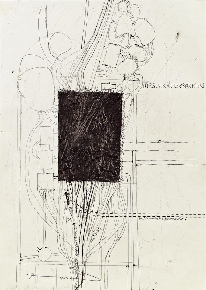 Hirschkäferbecken (Architekturzeichnung) by Hermann Nitsch