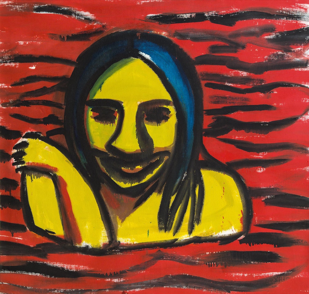 Woman in red water by Hubert Schmalix