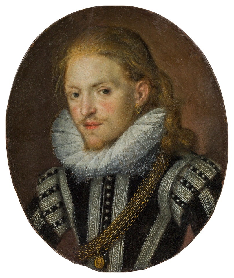 Portrait of a young noble gentleman with an earring by English School