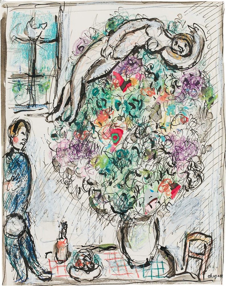 Le nu sur le bouquet by Marc Chagall